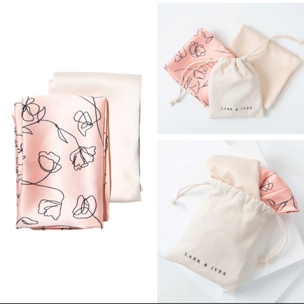 LARK&IVES NWT Head Scarf Pair 1 Pink 1 Cream